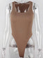 Women's Off-Shoulder Halter Knit Bodysuit – Sleeveless Slim-Fit Bodycon Top - Harmony Haven - Essentials