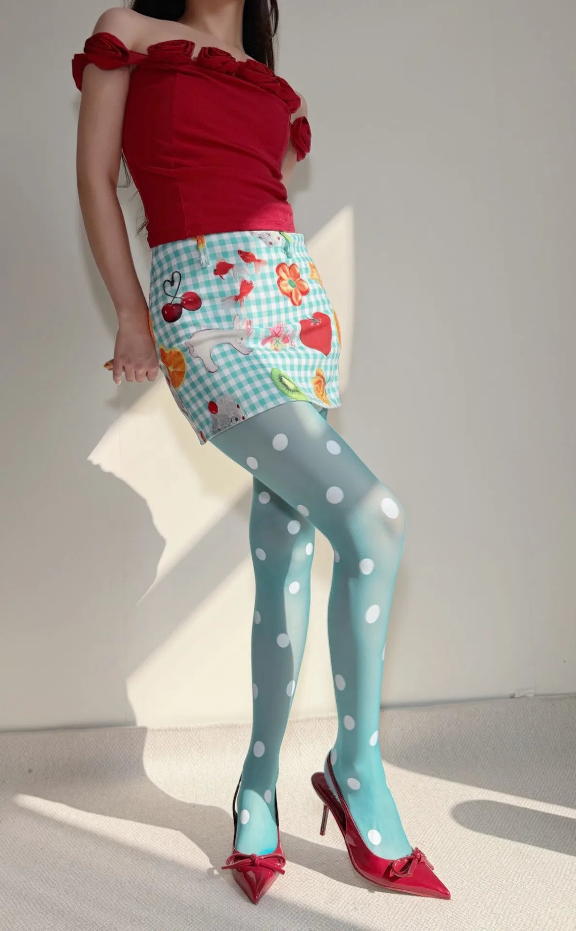 Women's Bold Polka Dot Sheer Tights – Retro Mesh Fashion Stockings - Harmony Haven - Essentials