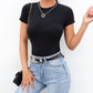 Women's Short Sleeve Cotton-Blend Bodysuit – High-Stretch Casual Bodycon Top - Harmony Haven - Essentials