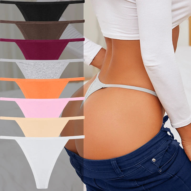 8 PCS Women’s Cotton Thong Panties – Sexy Breathable Low Rise G String Set - Harmony Haven - Essentials